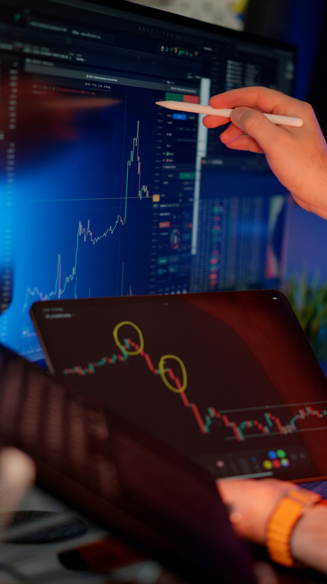 data analyst studying charts